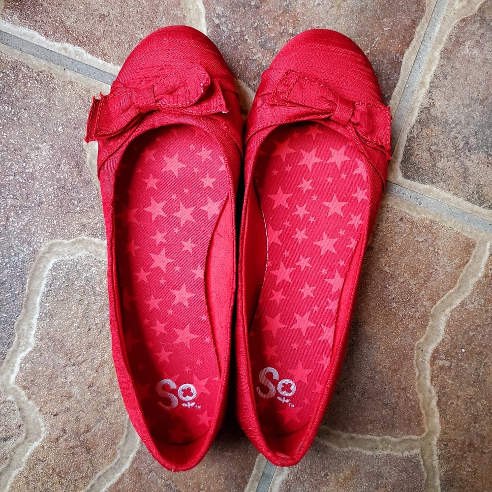 Red Ballet Bow Flats